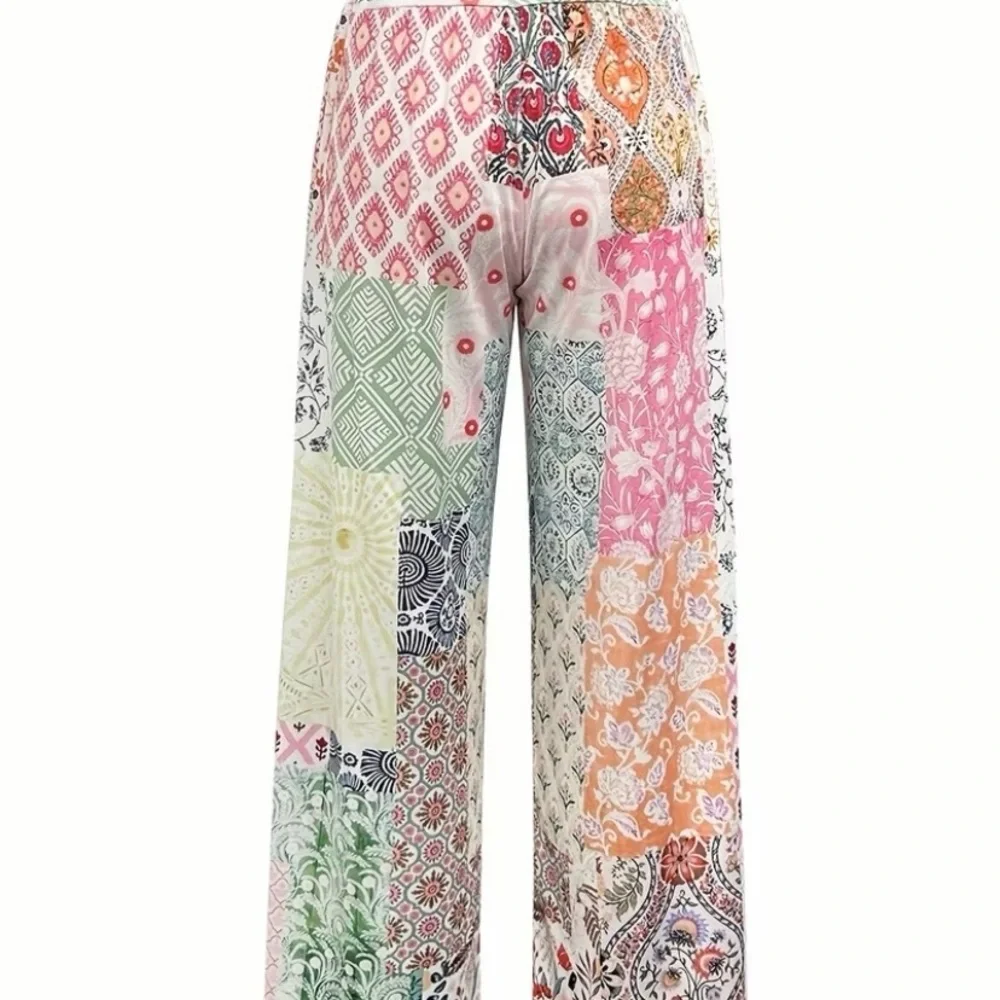 Bohemian Patchwork Wide-Leg Pants